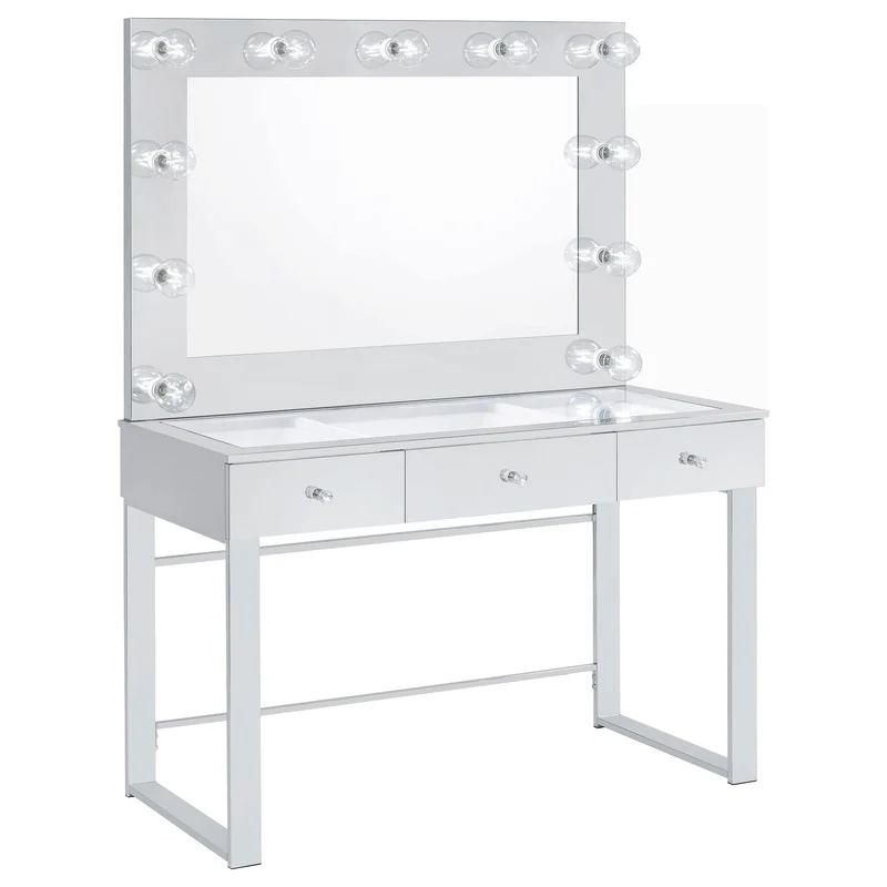 Coaster Furniture Umbridge 935934 3-Drawer Vanity Set with Lighting - Chrome and White