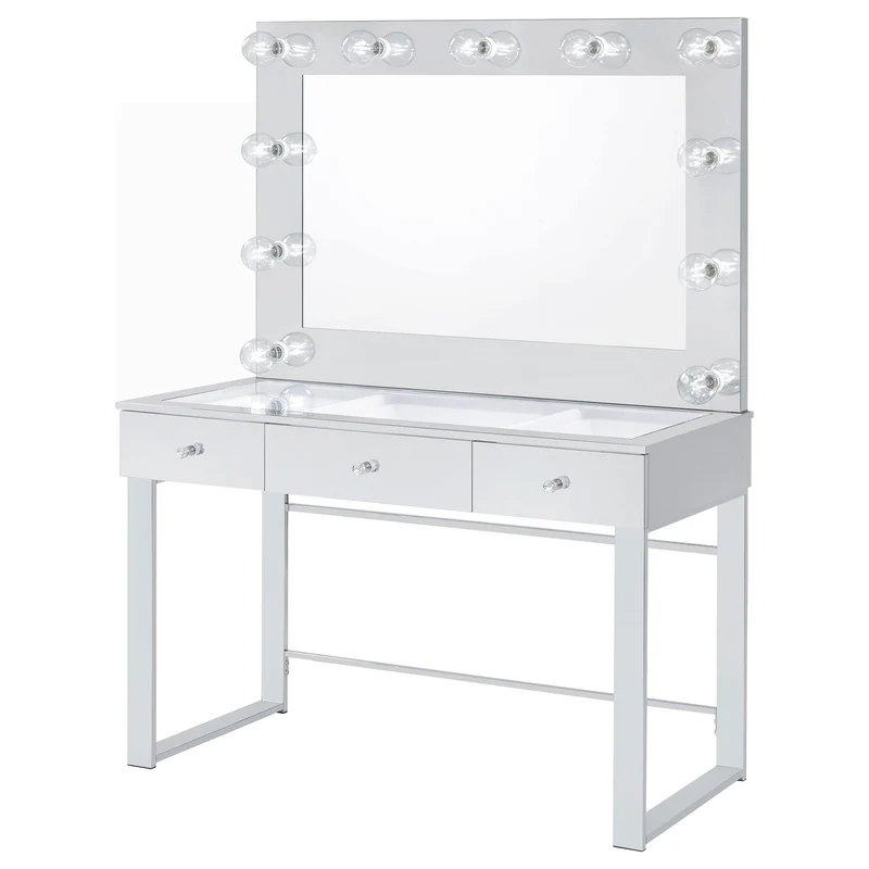 Coaster Furniture Umbridge 935934 3-Drawer Vanity Set with Lighting - Chrome and White