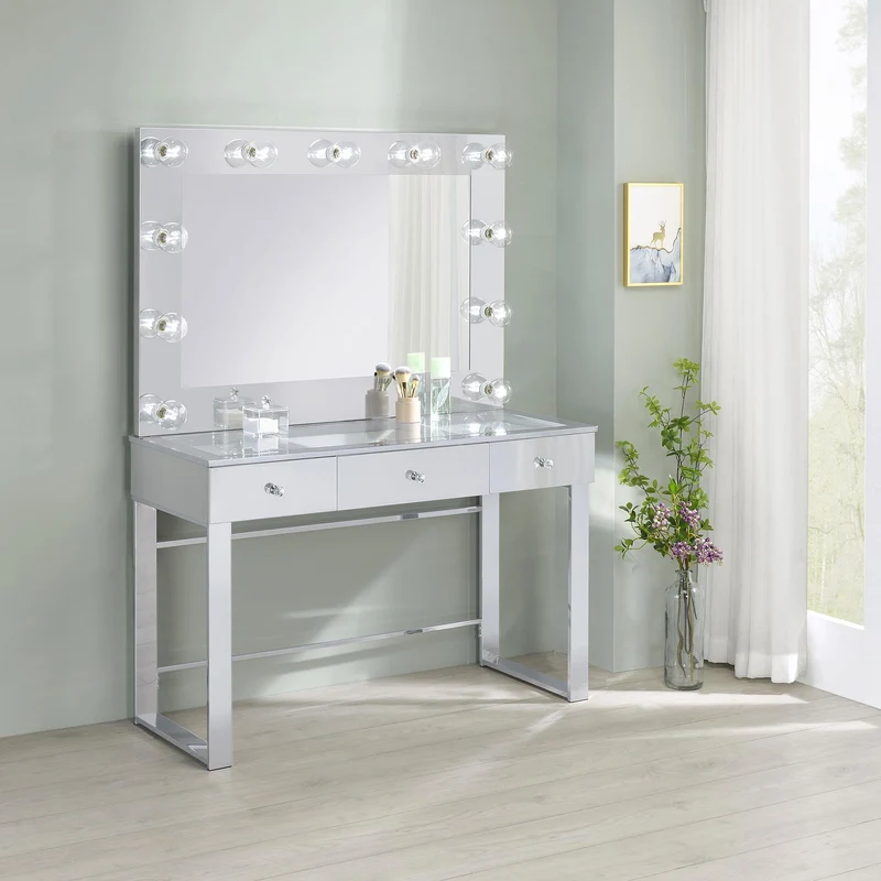 Coaster Furniture Umbridge 935934 3-Drawer Vanity Set with Lighting - Chrome and White