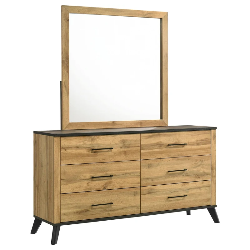 Coaster Furniture Kaywood 225003M 6-Drawer Dresser and Mirror - Natural Pine