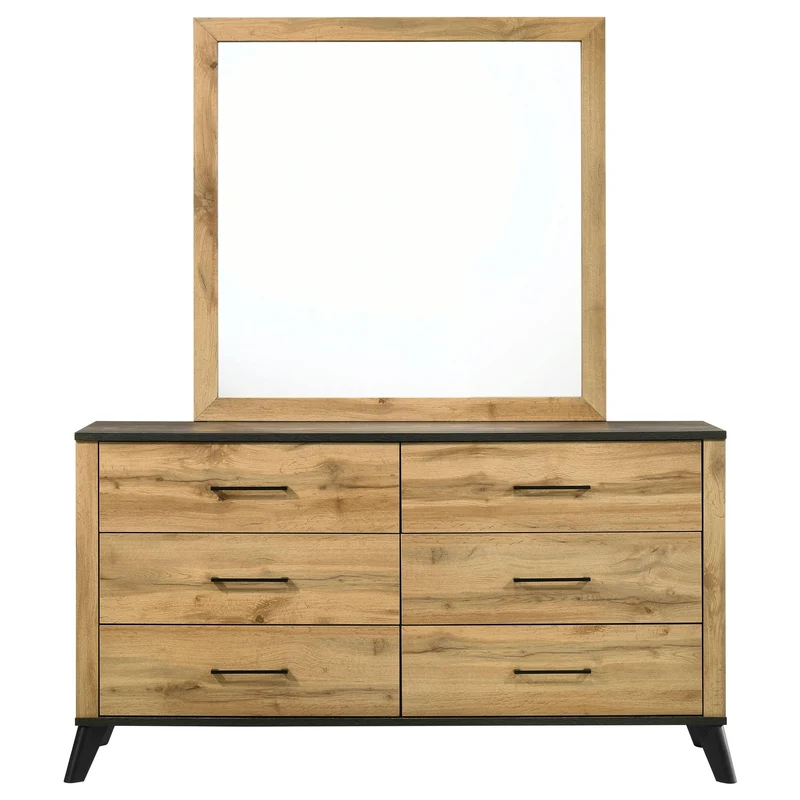 Coaster Furniture Kaywood 225003M 6-Drawer Dresser and Mirror - Natural Pine