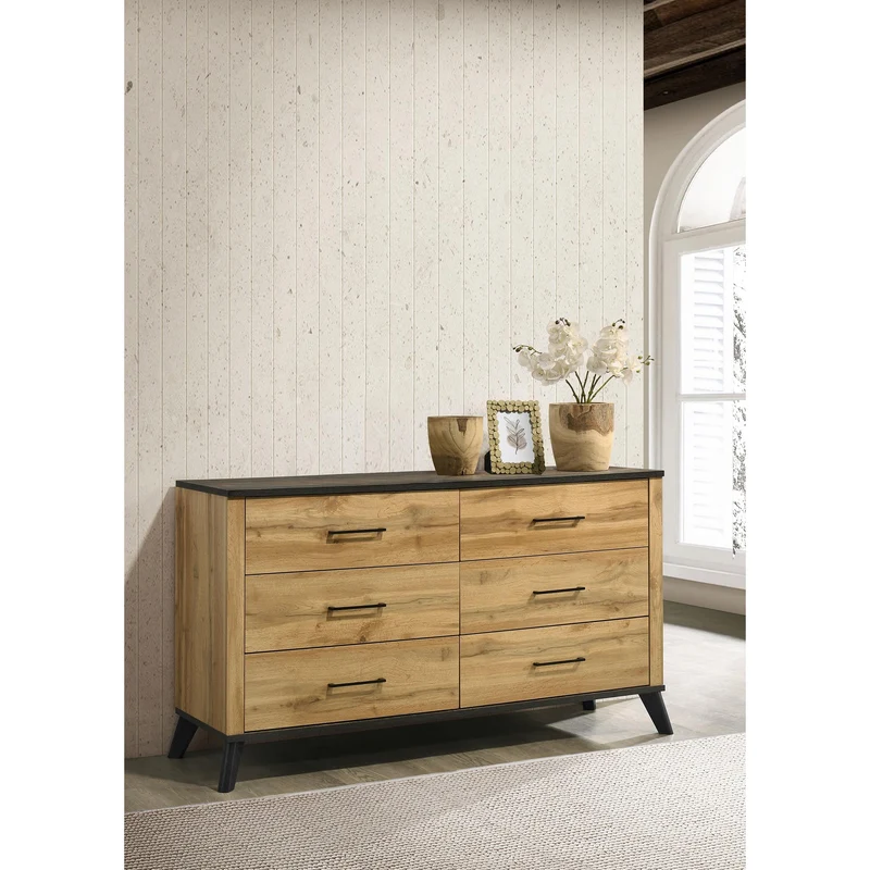 Coaster Furniture Kaywood 225003 6-Drawer Dresser Cabinet - Natural Pine