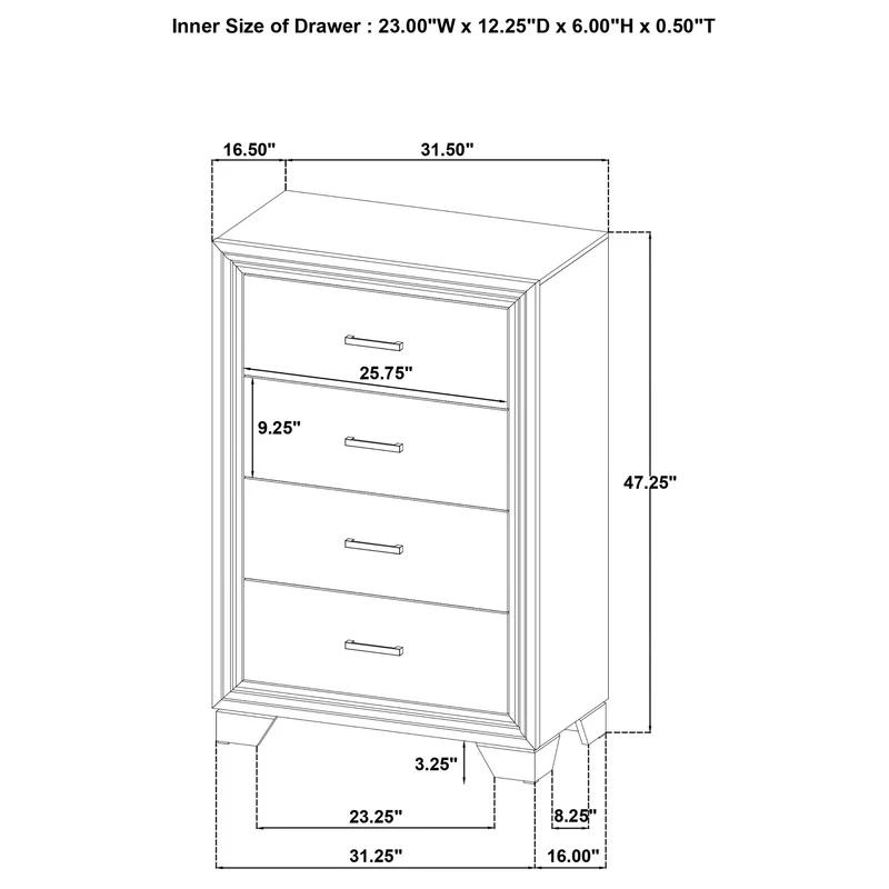 Coaster Furniture Wright 223345 4-Drawer Chest of Drawers - Brown Oak