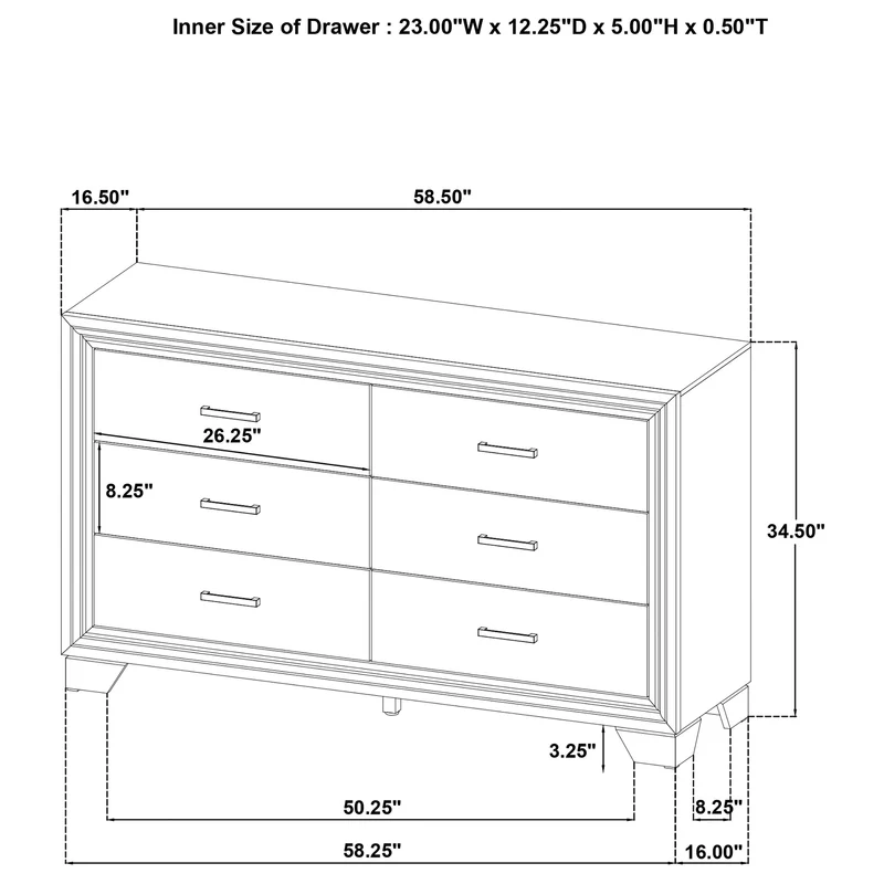 Coaster Furniture Wright 223343 6-Drawer Dresser Cabinet - Brown Oak