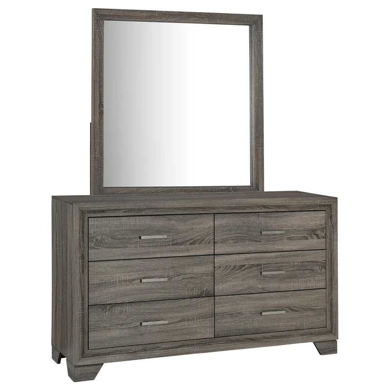 Coaster Furniture Wright 223343M 6-Drawer Dresser and Mirror - Brown Oak