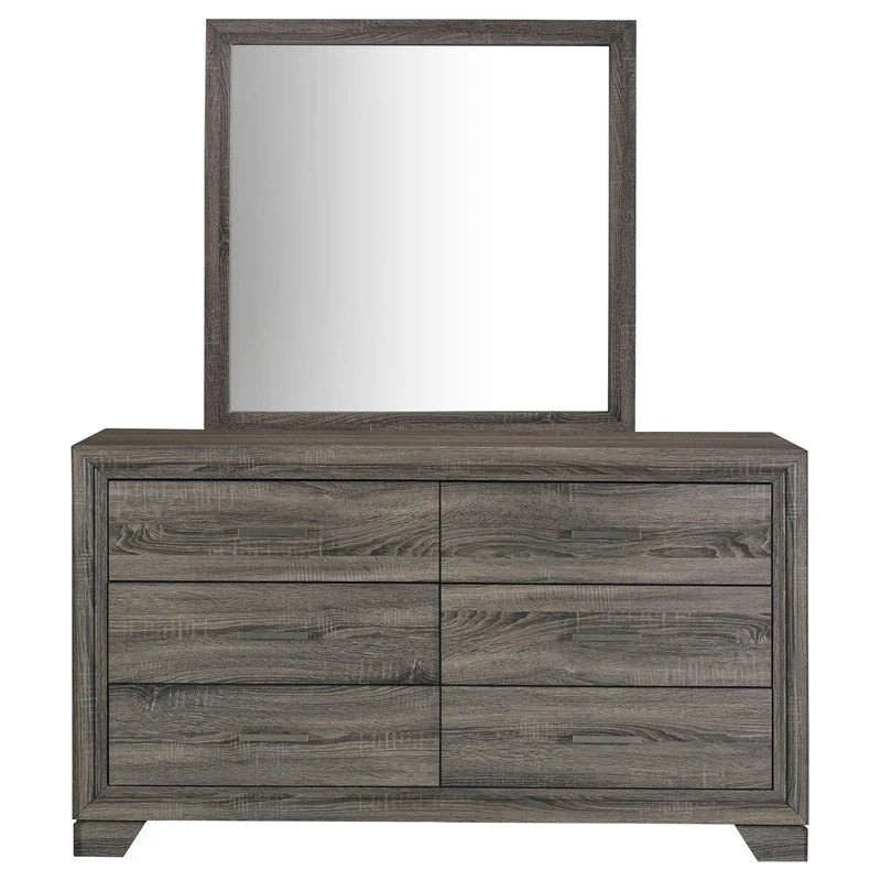 Coaster Furniture Wright 223343M 6-Drawer Dresser and Mirror - Brown Oak