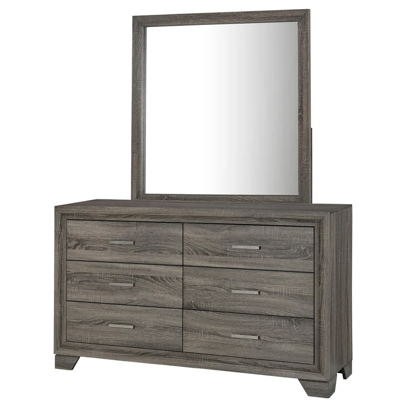 Coaster Furniture Wright 223343M 6-Drawer Dresser and Mirror - Brown Oak
