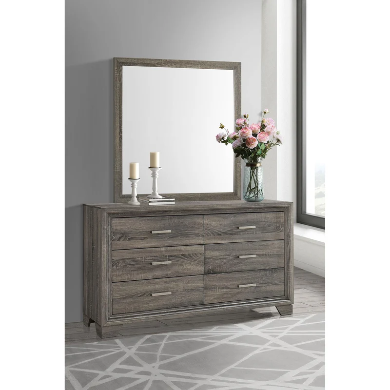 Coaster Furniture Wright 223343M 6-Drawer Dresser and Mirror - Brown Oak