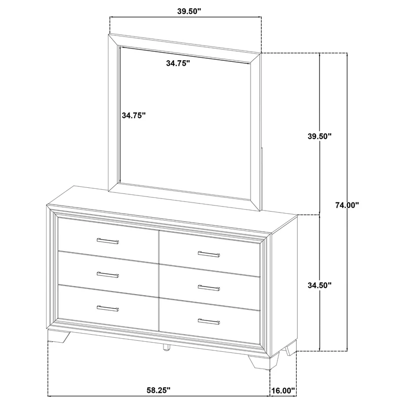 Coaster Furniture Wright 223343M 6-Drawer Dresser and Mirror - Brown Oak