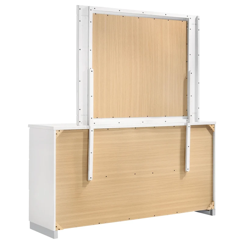 Coaster Furniture Felicity 203503M 6-Drawer Wood Dresser with Mirror - White High Gloss