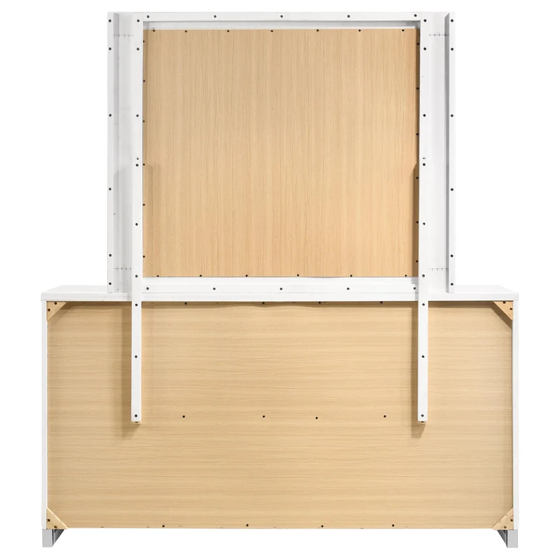 Coaster Furniture Felicity 203503M 6-Drawer Wood Dresser with Mirror - White High Gloss