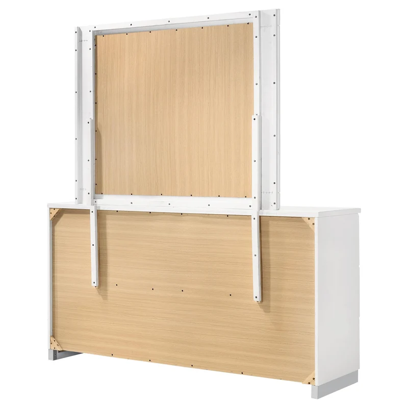 Coaster Furniture Felicity 203503M 6-Drawer Wood Dresser with Mirror - White High Gloss