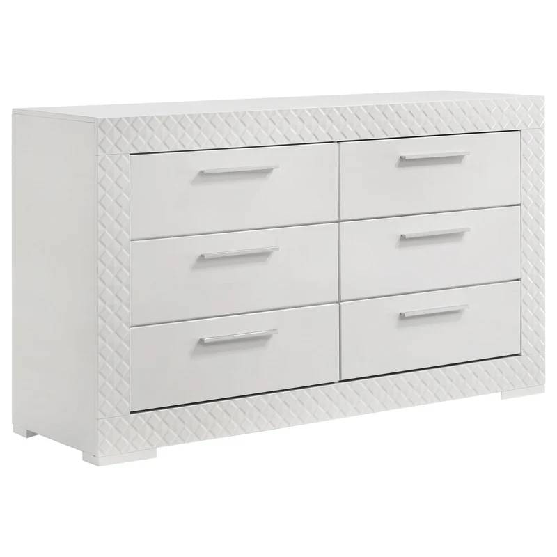 Coaster Furniture Ives 224943 6-Drawer Dresser Cabinet - White High Gloss