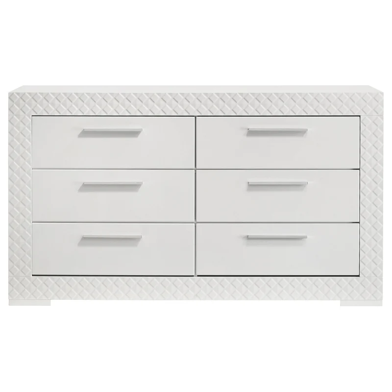 Coaster Furniture Ives 224943 6-Drawer Dresser Cabinet - White High Gloss