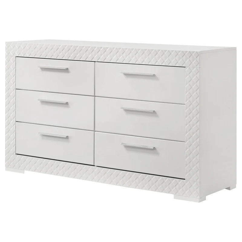 Coaster Furniture Ives 224943 6-Drawer Dresser Cabinet - White High Gloss