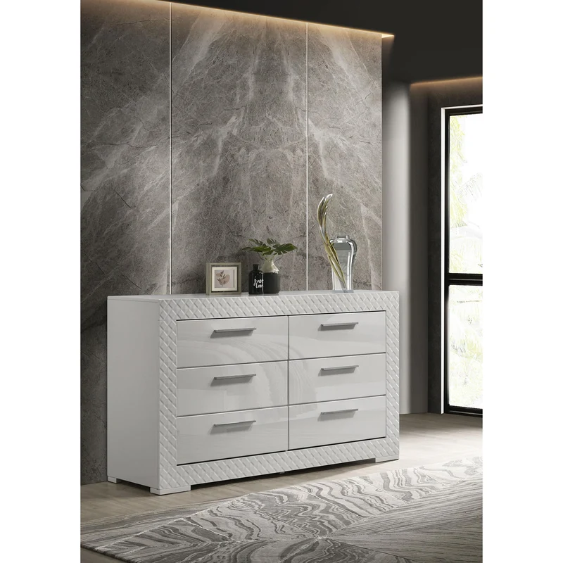 Coaster Furniture Ives 224943 6-Drawer Dresser Cabinet - White High Gloss