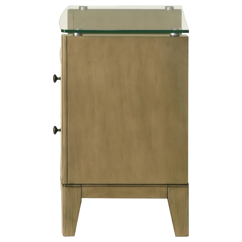Coaster Furniture Granada 224922 2-Drawer Glass Top Nightstand - Natural Pine