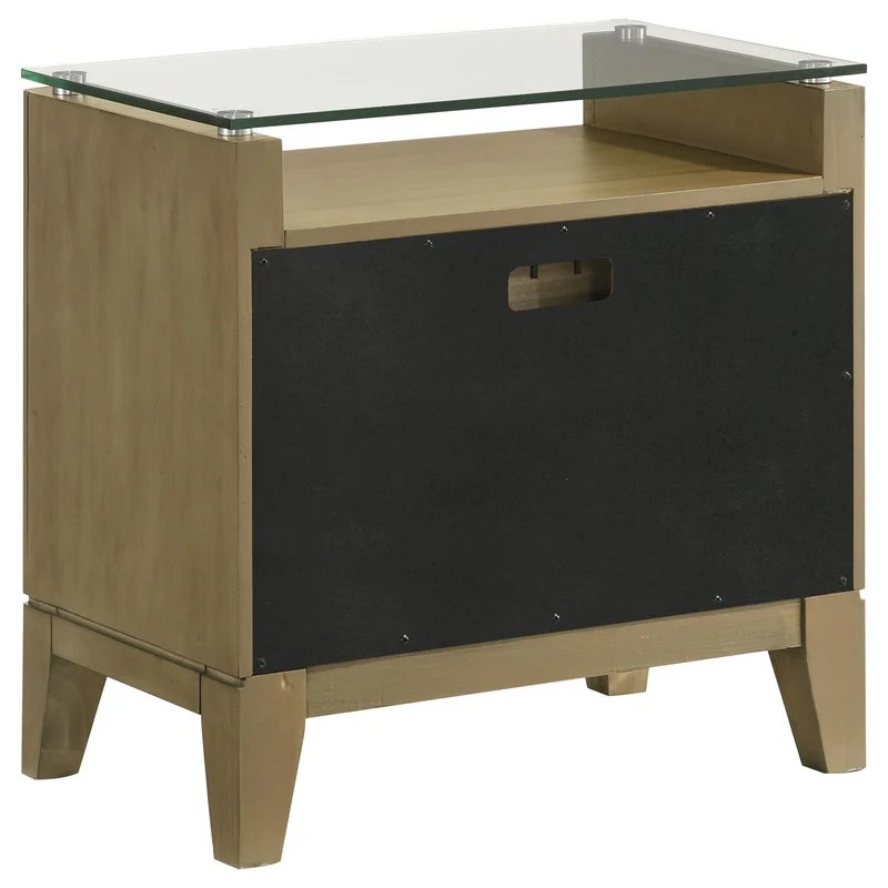 Coaster Furniture Granada 224922 2-Drawer Glass Top Nightstand - Natural Pine