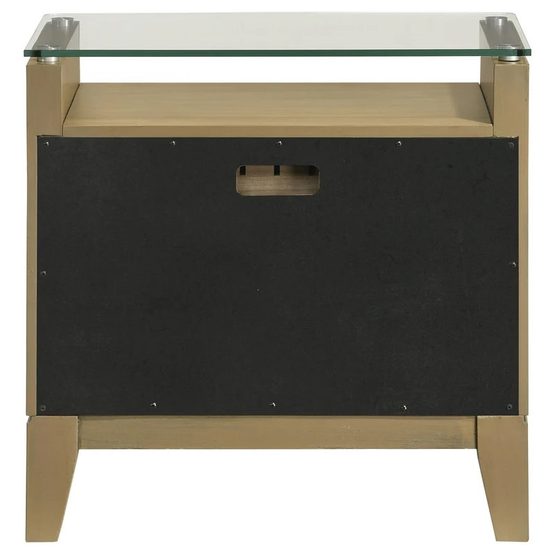 Coaster Furniture Granada 224922 2-Drawer Glass Top Nightstand - Natural Pine