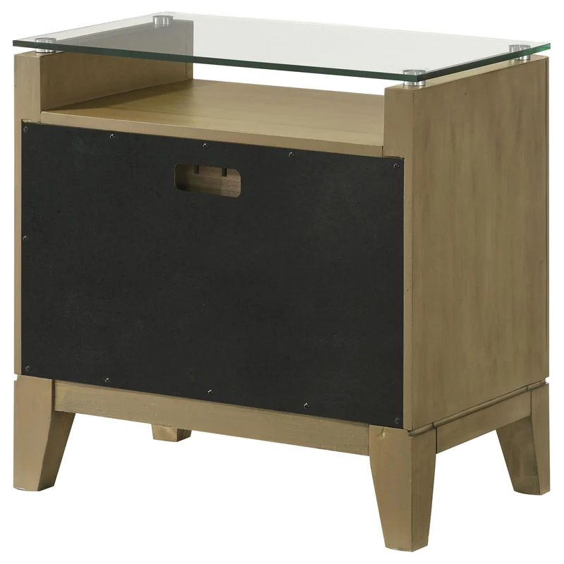 Coaster Furniture Granada 224922 2-Drawer Glass Top Nightstand - Natural Pine