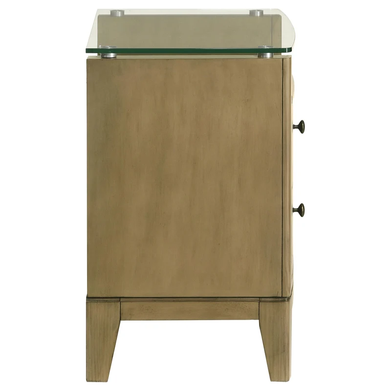 Coaster Furniture Granada 224922 2-Drawer Glass Top Nightstand - Natural Pine
