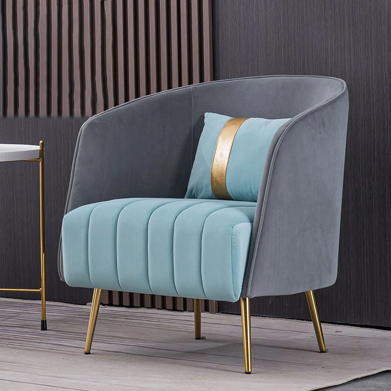 Modern Transitional Oval Iron Velvet Plywood Chair Backrest Armrest For Living Room