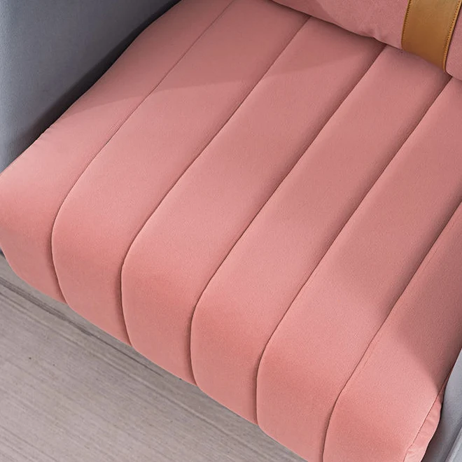 Modern Transitional Oval Iron Velvet Plywood Chair Backrest Armrest For Living Room