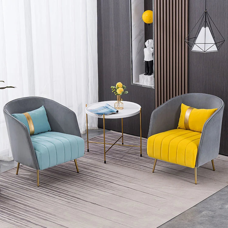 Modern Transitional Oval Iron Velvet Plywood Chair Backrest Armrest For Living Room