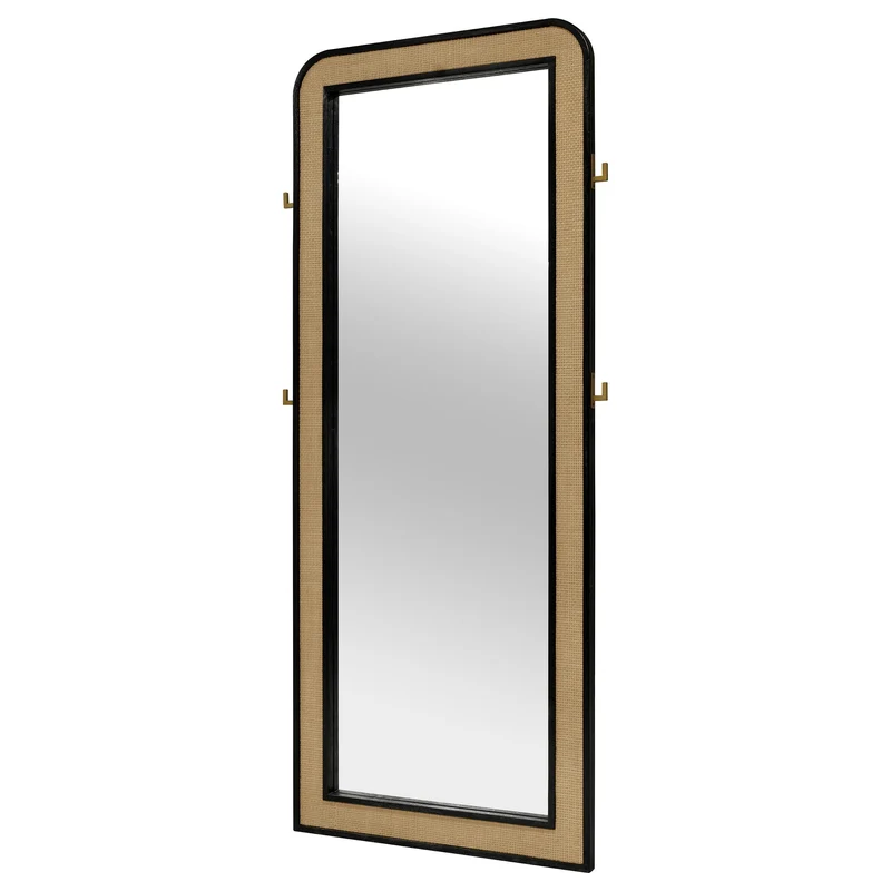 Coaster Furniture Arini 224339 Cane Weave Full Length Standing Floor Mirror - Black