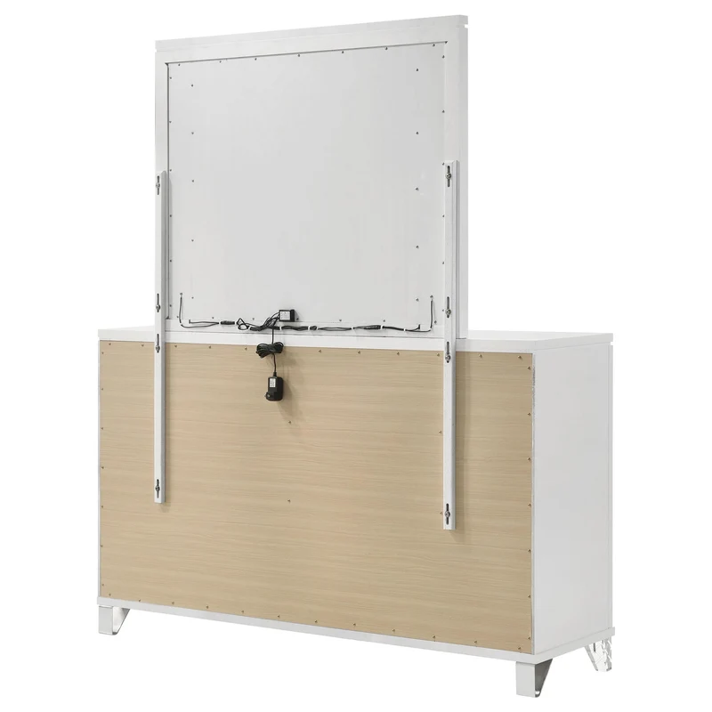 Coaster Furniture Marmore 224963M 9-Drawer Dresser and LED Mirror - White