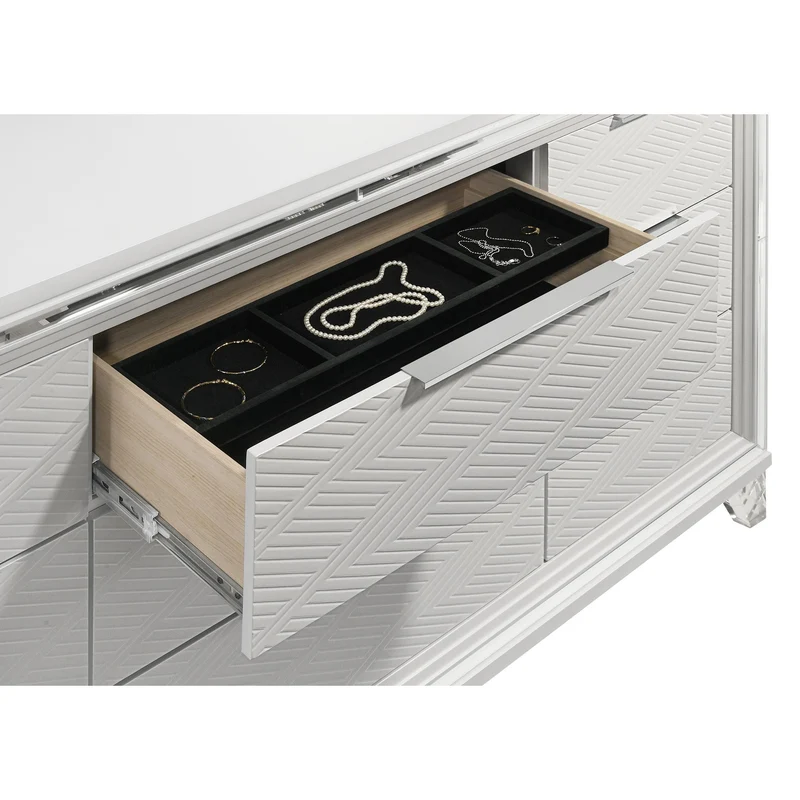 Coaster Furniture Marmore 224963M 9-Drawer Dresser and LED Mirror - White