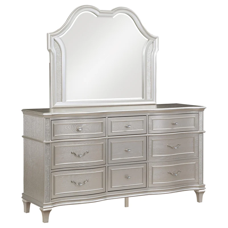 Coaster Furniture Evangeline 223393M 9-Drawer Dresser with Mirror - Silver Oak