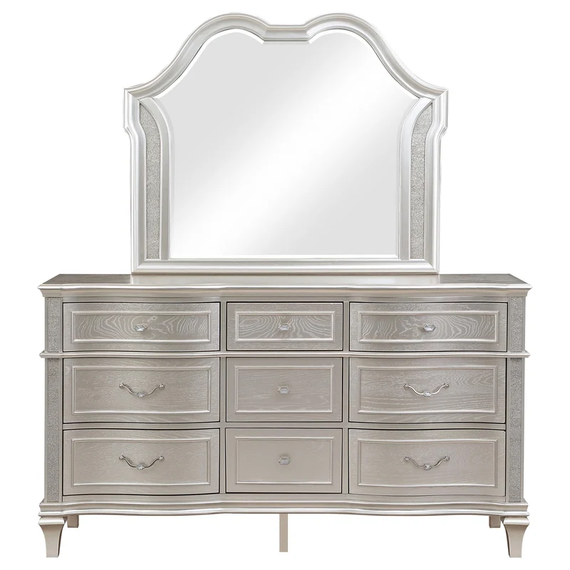 Coaster Furniture Evangeline 223393M 9-Drawer Dresser with Mirror - Silver Oak