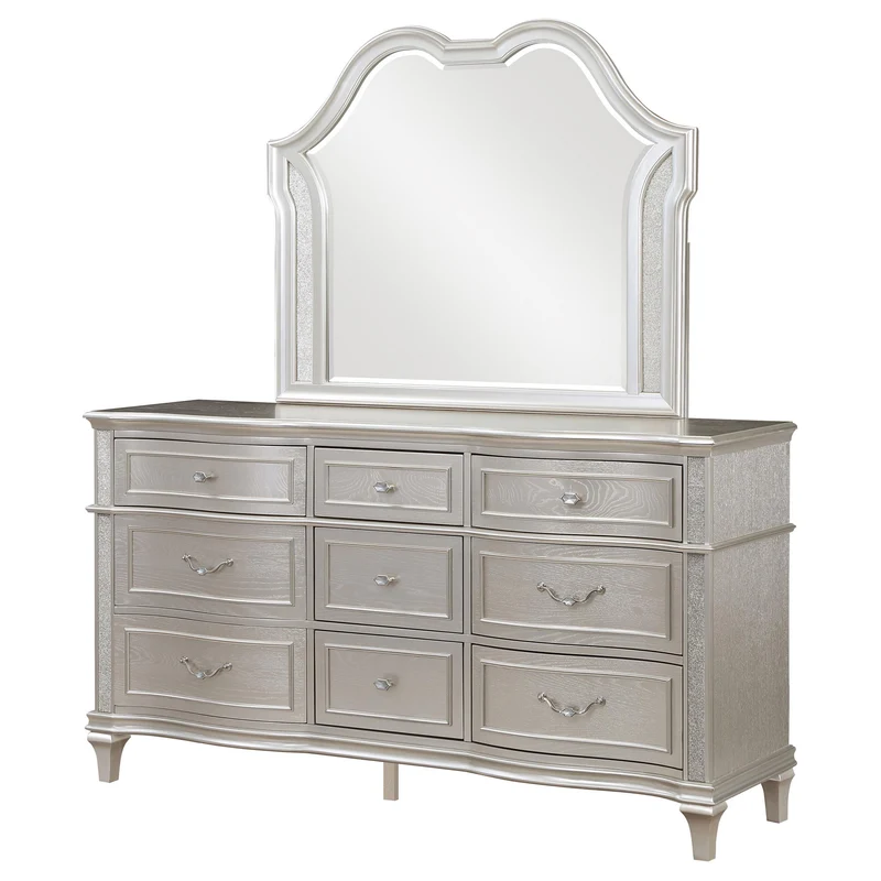 Coaster Furniture Evangeline 223393M 9-Drawer Dresser with Mirror - Silver Oak