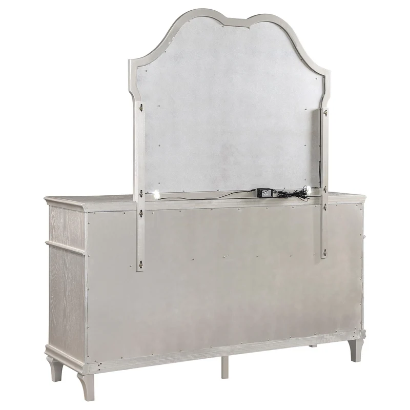 Coaster Furniture Evangeline 223393M 9-Drawer Dresser with Mirror - Silver Oak