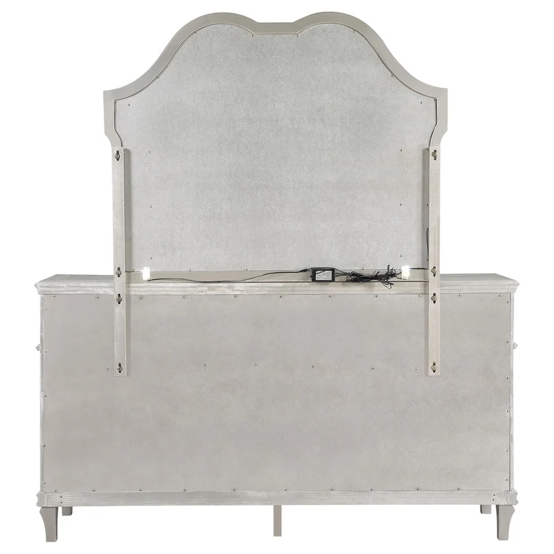 Coaster Furniture Evangeline 223393M 9-Drawer Dresser with Mirror - Silver Oak