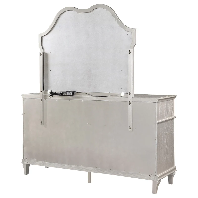 Coaster Furniture Evangeline 223393M 9-Drawer Dresser with Mirror - Silver Oak