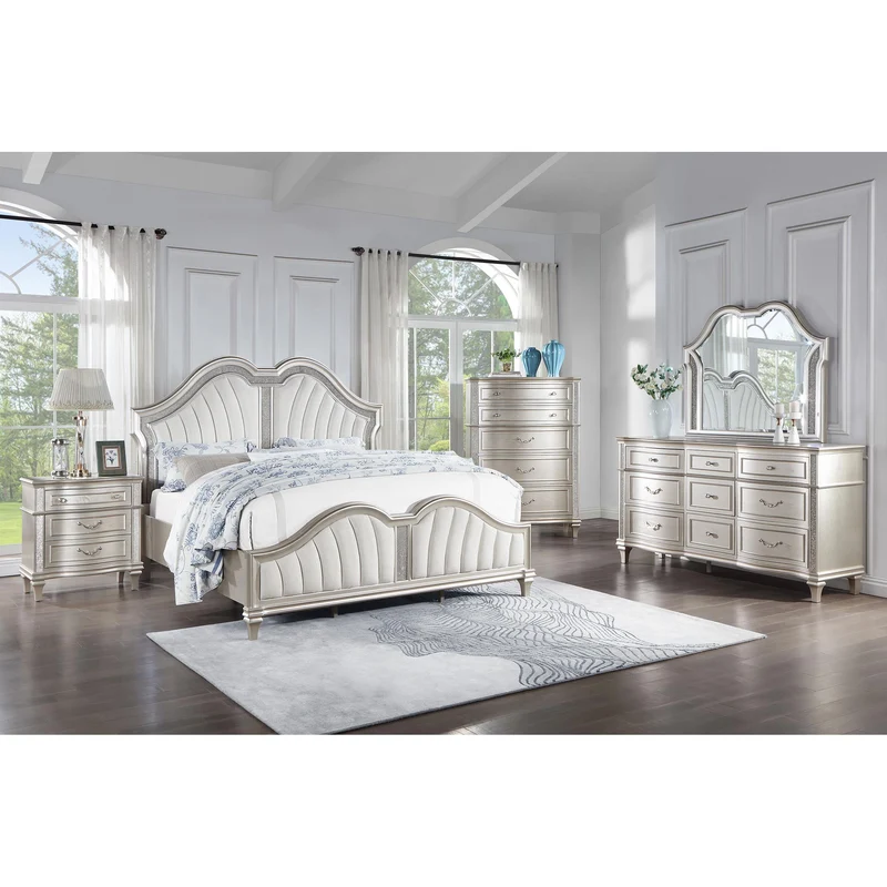 Coaster Furniture Evangeline 223393M 9-Drawer Dresser with Mirror - Silver Oak