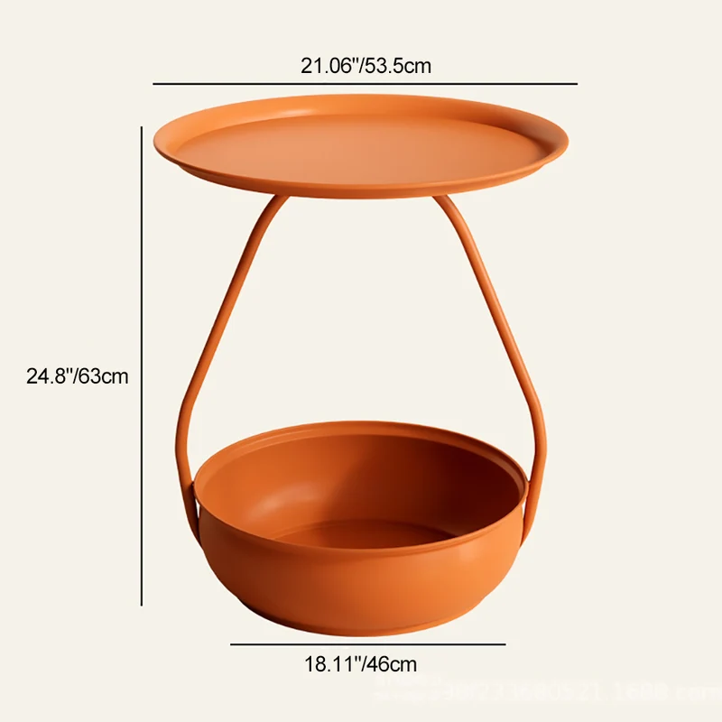 Contemporary Nordic Carbon Steel Round Side Table With 2-Tier Storage For Living Room And Bedroom