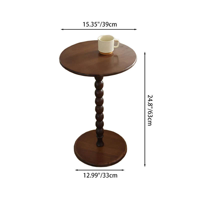 Traditional French Round Table Beech Wood MDF Side Table 1-Leg For Living Room
