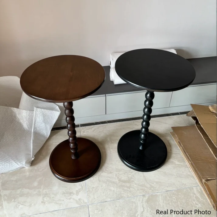 Traditional French Round Table Beech Wood MDF Side Table 1-Leg For Living Room
