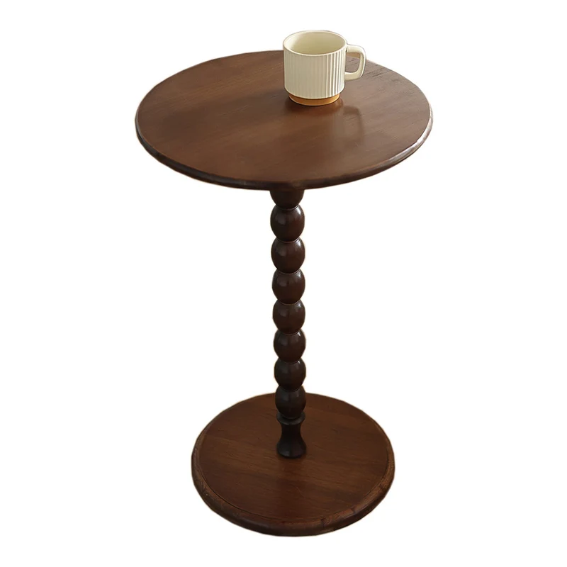 Traditional French Round Table Beech Wood MDF Side Table 1-Leg For Living Room