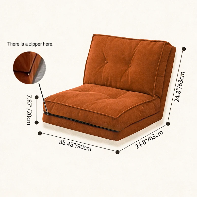 Contemporary Scandinavian Corduroy & Cotton Iron Tofu-Style Foldable Lazy Sofa With Backrest For Living Room & Bedroom
