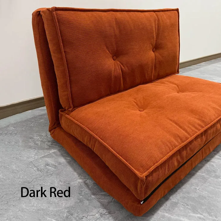 Contemporary Scandinavian Corduroy & Cotton Iron Tofu-Style Foldable Lazy Sofa With Backrest For Living Room & Bedroom