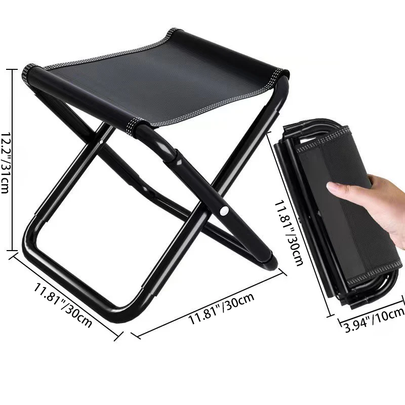 Modern Minimalist Fabric & Carbon Steel Square Folding Low Stool With Portable Design For Outdoor Patio