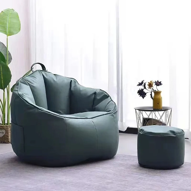Contemporary Nordic Synthetic Fabric EPS Bean Bag Lazy Sofa With Backrest & Footrest For Living Room & Bedroom