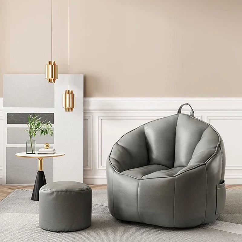 Contemporary Nordic Synthetic Fabric EPS Bean Bag Lazy Sofa With Backrest & Footrest For Living Room & Bedroom