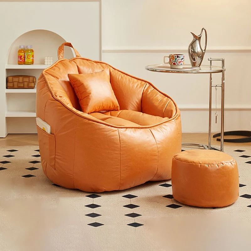 Contemporary Nordic Synthetic Fabric EPS Bean Bag Lazy Sofa With Backrest & Footrest For Living Room & Bedroom