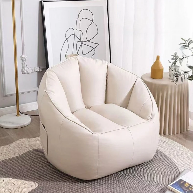 Contemporary Nordic Synthetic Fabric EPS Bean Bag Lazy Sofa With Backrest & Footrest For Living Room & Bedroom