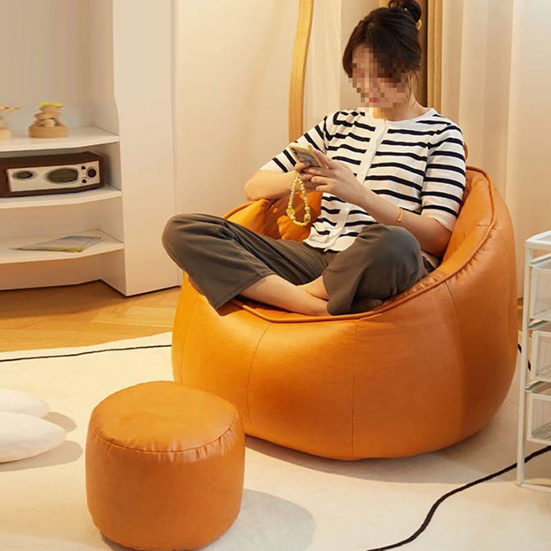 Contemporary Nordic Synthetic Fabric EPS Bean Bag Lazy Sofa With Backrest & Footrest For Living Room & Bedroom
